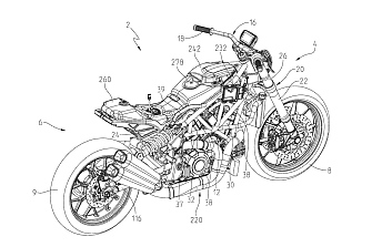 Primera imagen y planos de patente de la Indian FTR 1200 Street Bike