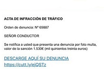 La DGT alerta de una estafa sobre multas de 1.530 euros