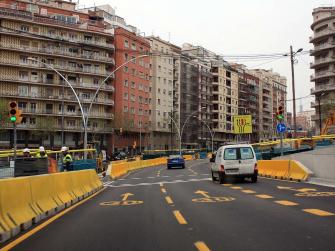 Afectaciones al tráfico en torno a la plaza de Prat de la Riba, Barcelona
